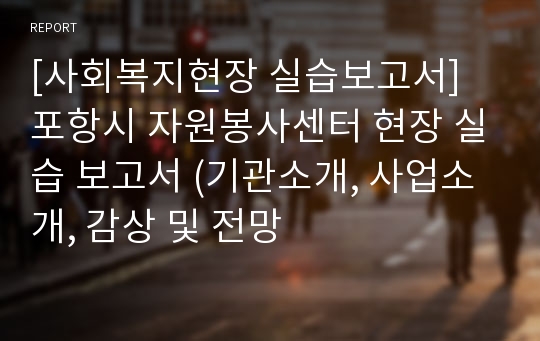 [사회복지현장 실습보고서] 포항시 자원봉사센터 현장 실습 보고서 (기관소개, 사업소개, 감상 및 전망