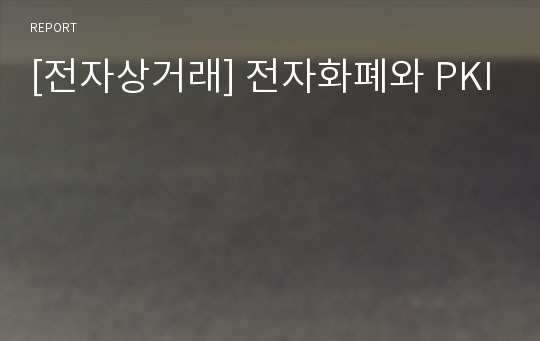 [전자상거래] 전자화폐와 PKI