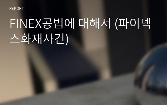 FINEX공법에 대해서 (파이넥스화재사건)