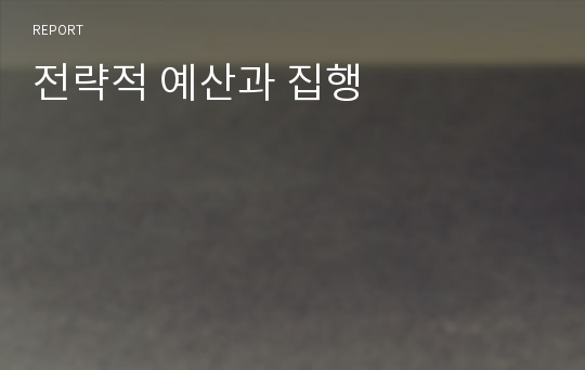 전략적 예산과 집행