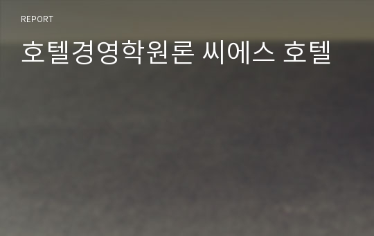 호텔경영학원론 씨에스 호텔