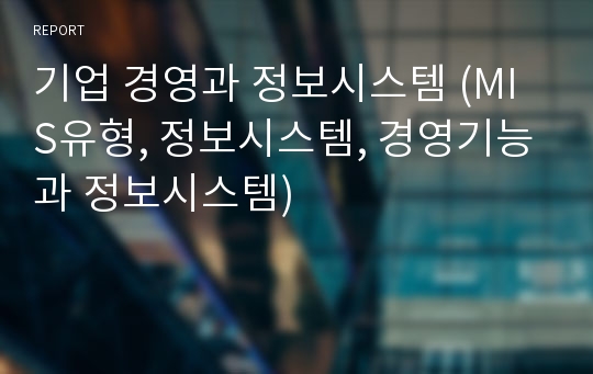 기업 경영과 정보시스템 (MIS유형, 정보시스템, 경영기능과 정보시스템)