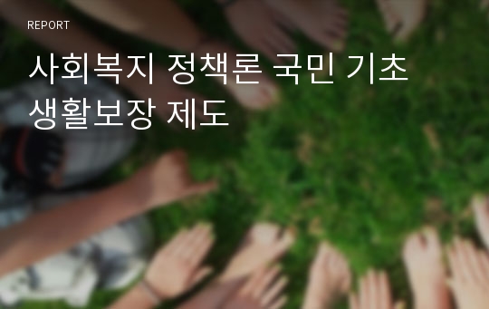 사회복지 정책론 국민 기초 생활보장 제도