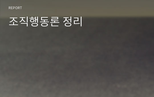 조직행동론 정리