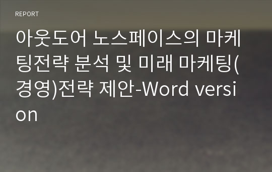 아웃도어 노스페이스의 마케팅전략 분석 및 미래 마케팅(경영)전략 제안-Word version