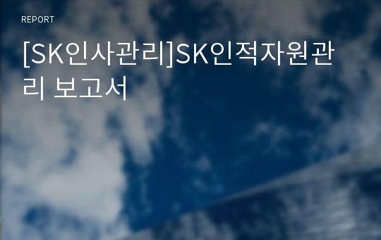 [SK인사관리]SK인적자원관리 보고서