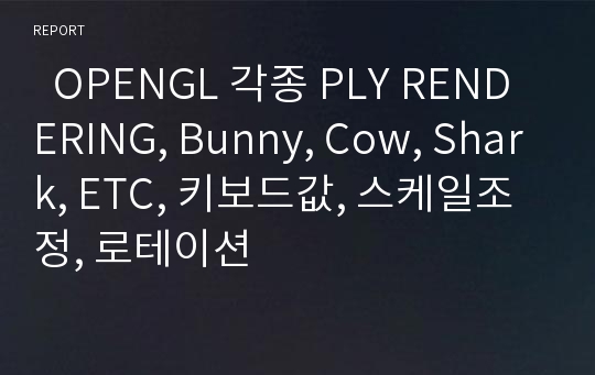   OPENGL 각종 PLY RENDERING, Bunny, Cow, Shark, ETC, 키보드값, 스케일조정, 로테이션