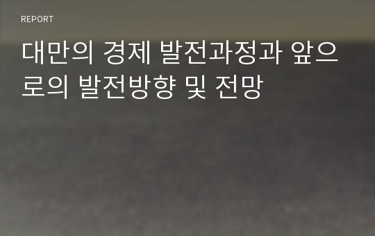 대만의 경제 발전과정과 앞으로의 발전방향 및 전망