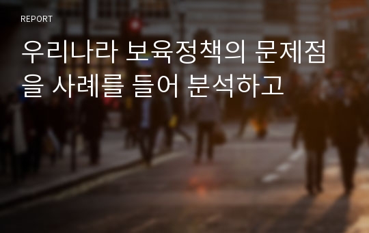 우리나라 보육정책의 문제점을 사례를 들어 분석하고