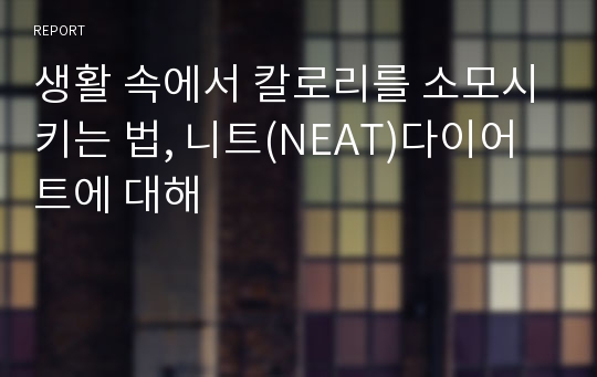 생활 속에서 칼로리를 소모시키는 법, 니트(NEAT)다이어트에 대해