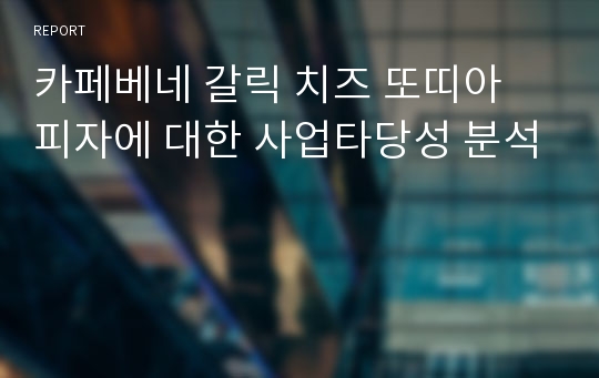 카페베네 갈릭 치즈 또띠아 피자에 대한 사업타당성 분석