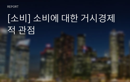 [소비] 소비에 대한 거시경제적 관점