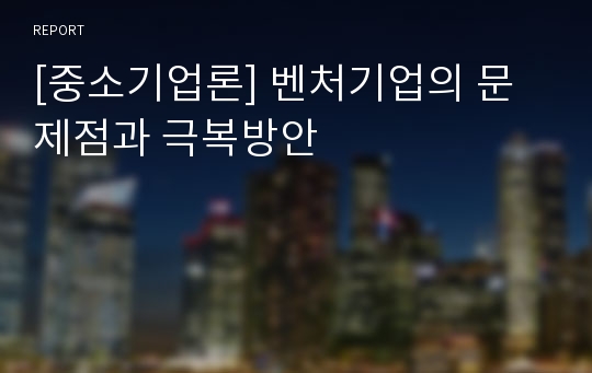 [중소기업론] 벤처기업의 문제점과 극복방안