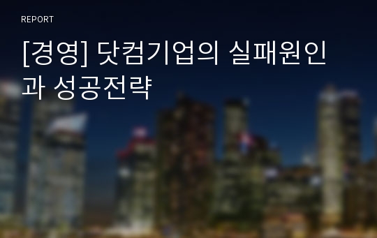 [경영] 닷컴기업의 실패원인과 성공전략