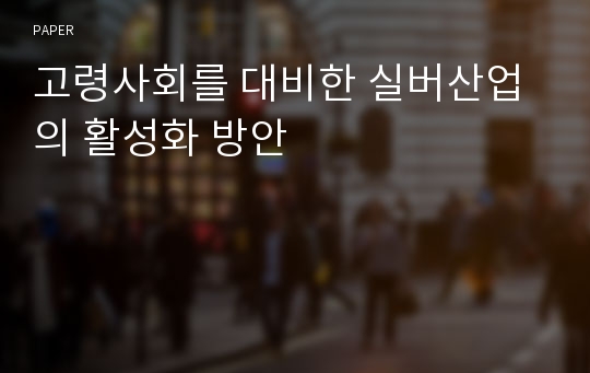 고령사회를 대비한 실버산업의 활성화 방안