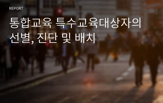 통합교육 특수교육대상자의 선별, 진단 및 배치