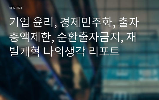 기업 윤리, 경제민주화, 출자총액제한, 순환출자금지, 재벌개혁 나의생각 리포트