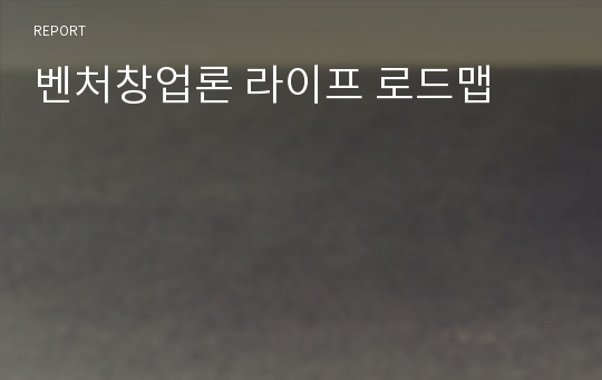 벤처창업론 라이프 로드맵