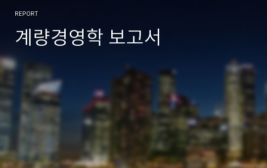 계량경영학 보고서