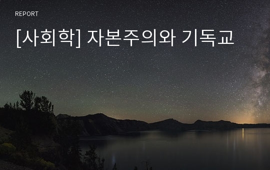 [사회학] 자본주의와 기독교