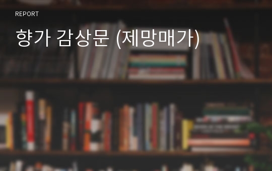 향가 감상문 (제망매가)