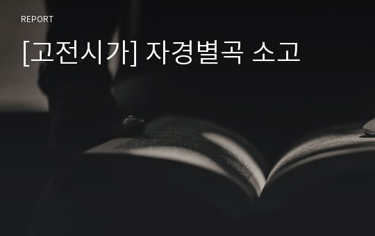 [고전시가] 자경별곡 소고