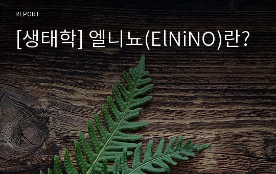 [생태학] 엘니뇨(ElNiNO)란?