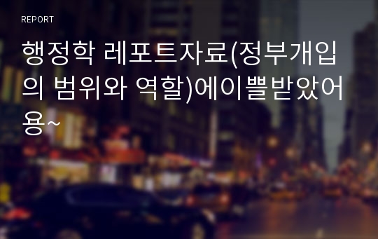 행정학 레포트자료(정부개입의 범위와 역할)에이쁠받았어용~