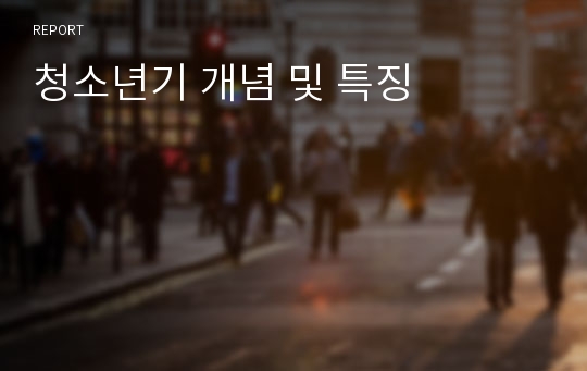 청소년기 개념 및 특징