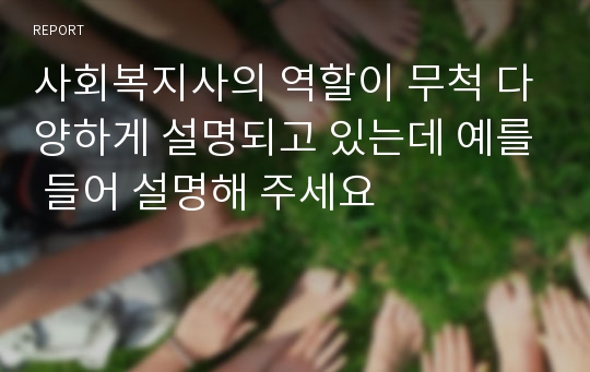 사회복지사의 역할이 무척 다양하게 설명되고 있는데 예를 들어 설명해 주세요