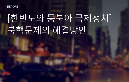 [한반도와 동북아 국제정치] 북핵문제의 해결방안