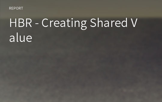 HBR - Creating Shared Value