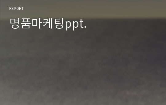 명품마케팅ppt.