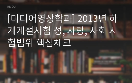 [미디어영상학과] 2013년 하계계절시험 성, 사랑, 사회 시험범위 핵심체크