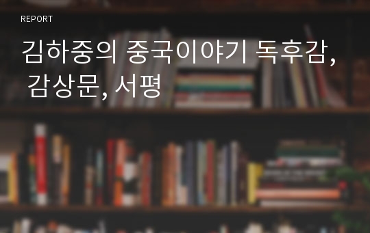 김하중의 중국이야기 독후감, 감상문, 서평