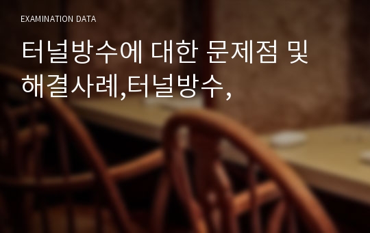 터널방수에 대한 문제점 및 해결사례,터널방수,