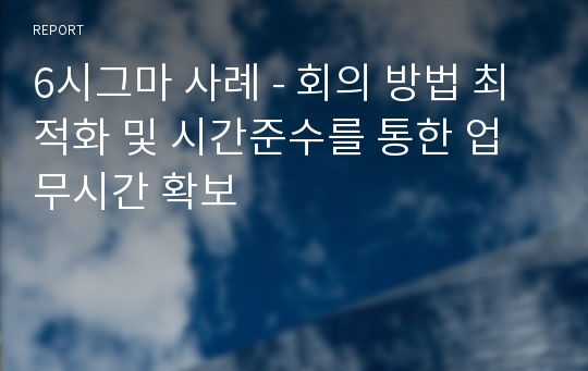 6시그마 사례 - 회의 방법 최적화 및 시간준수를 통한 업무시간 확보