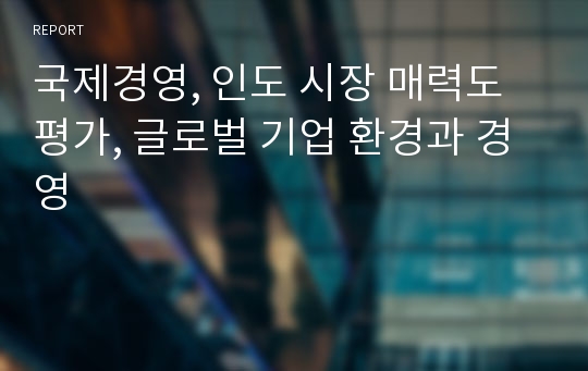 국제경영, 인도 시장 매력도 평가, 글로벌 기업 환경과 경영