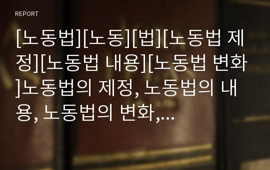 [노동법][노동][법][노동법 제정][노동법 내용][노동법 변화]노동법의 제정, 노동법의 내용, 노동법의 변화, 노동법의 체계, 노동법의 유연화와 규제완화,노동법의 문제해결 분석