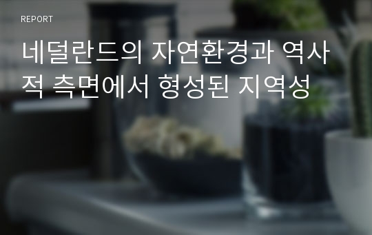 네덜란드의 자연환경과 역사적 측면에서 형성된 지역성