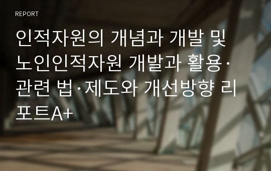 인적자원의 개념과 개발 및 노인인적자원 개발과 활용·관련 법·제도와 개선방향 리포트A+