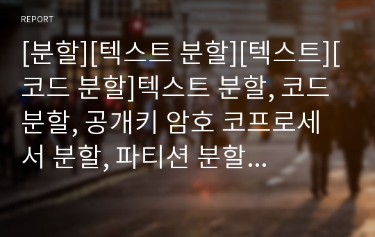 [분할][텍스트 분할][텍스트][코드 분할]텍스트 분할, 코드 분할, 공개키 암호 코프로세서 분할, 파티션 분할, HW/SW(하드웨어와 소프트웨어) 분할, 파장 분할,시분할 분석