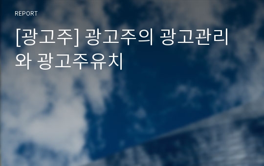 [광고주] 광고주의 광고관리와 광고주유치