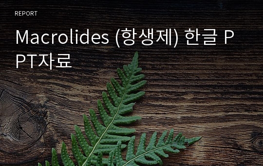 Macrolides (항생제) 한글 PPT자료