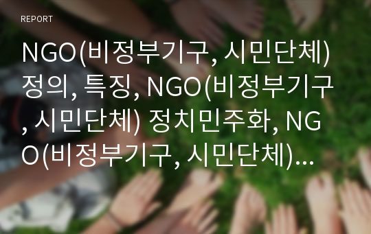 NGO(비정부기구, 시민단체) 정의, 특징, NGO(비정부기구, 시민단체) 정치민주화, NGO(비정부기구, 시민단체) 거버넌스정치참여, NGO(비정부기구, 시민단체) 제고 방안