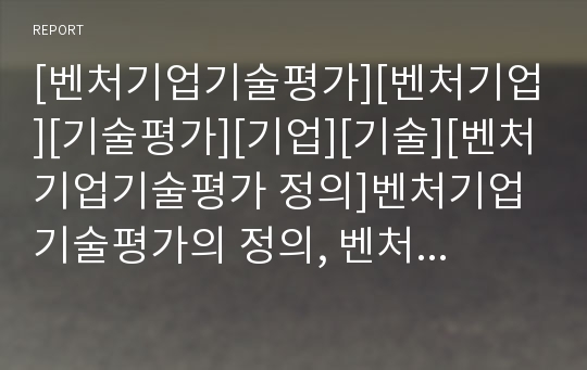 [벤처기업기술평가][벤처기업][기술평가][기업][기술][벤처기업기술평가 정의]벤처기업기술평가의 정의, 벤처기업기술평가의 의의, 벤처기업기술평가의 현황,벤처기업기술평가 기술평가센터