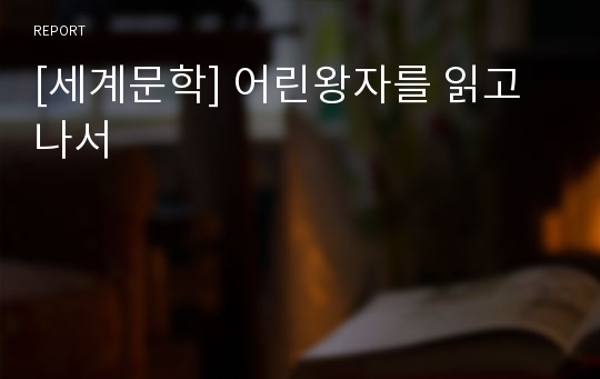 [세계문학] 어린왕자를 읽고 나서