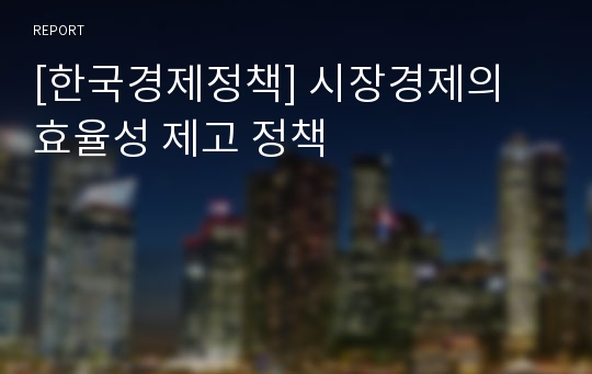 [한국경제정책] 시장경제의 효율성 제고 정책