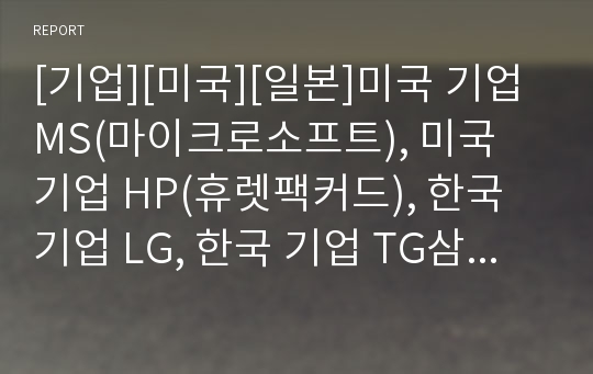 [기업][미국][일본]미국 기업 MS(마이크로소프트), 미국 기업 HP(휴렛팩커드), 한국 기업 LG, 한국 기업 TG삼보컴퓨터, 일본 기업 소니(Sony), 일본 기업 닌텐도