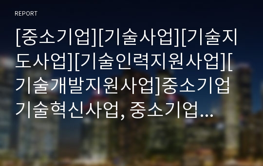 [중소기업][기술사업][기술지도사업][기술인력지원사업][기술개발지원사업]중소기업 기술혁신사업, 중소기업 기술지도사업, 중소기업 기술인력지원사업, 중소기업 기술개발지원사업 분석